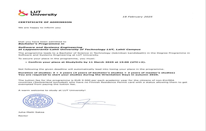 LUT admission